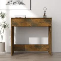 vidaXL Bureau 80x40x75 cm bewerkt hout gerookt eikenkleurig