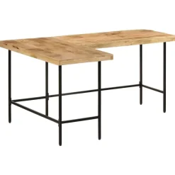 vidaXL Bureau 165x110x77 cm massief mangohout en ijzer