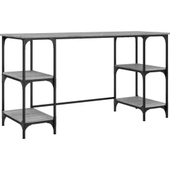 vidaXL Bureau 140x50x75 cm metaal en bewerkt hout grijs sonoma eiken