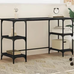 vidaXL Bureau 140x50x75 cm metaal en bewerkt hout zwart