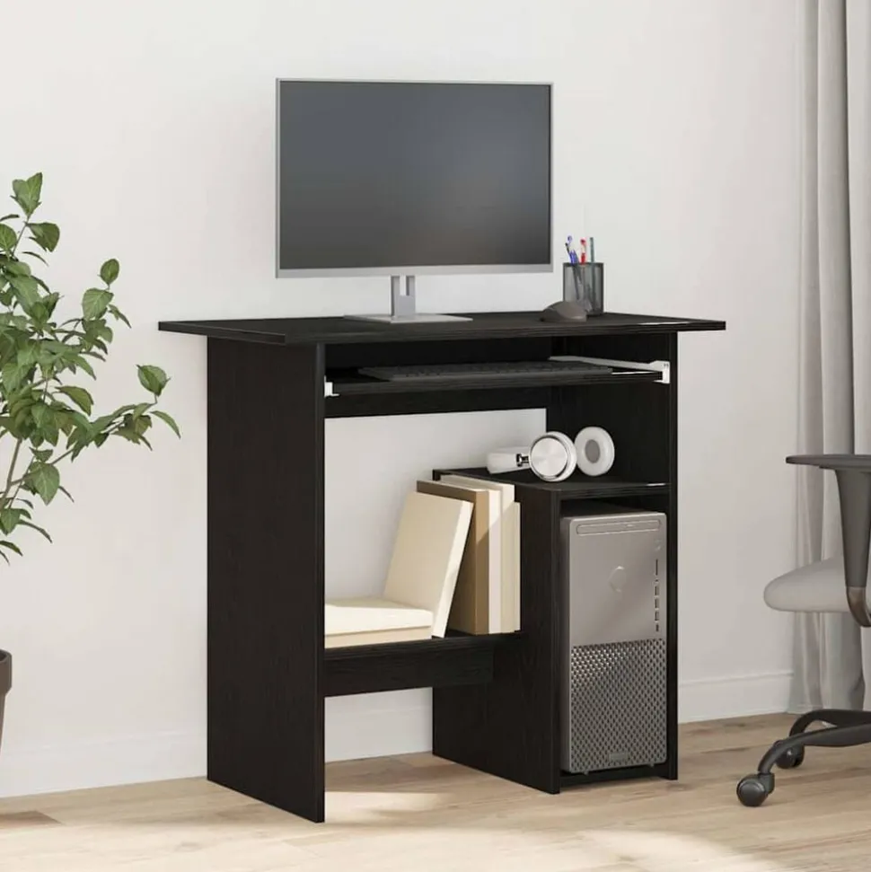 vidaXL Bureau 80x45x74 cm spaanplaat zwart eikenkleurig