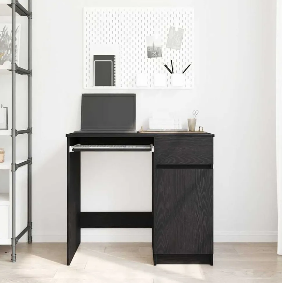 vidaXL Bureau 86x49x76 cm spaanplaat zwart eikenkleurig
