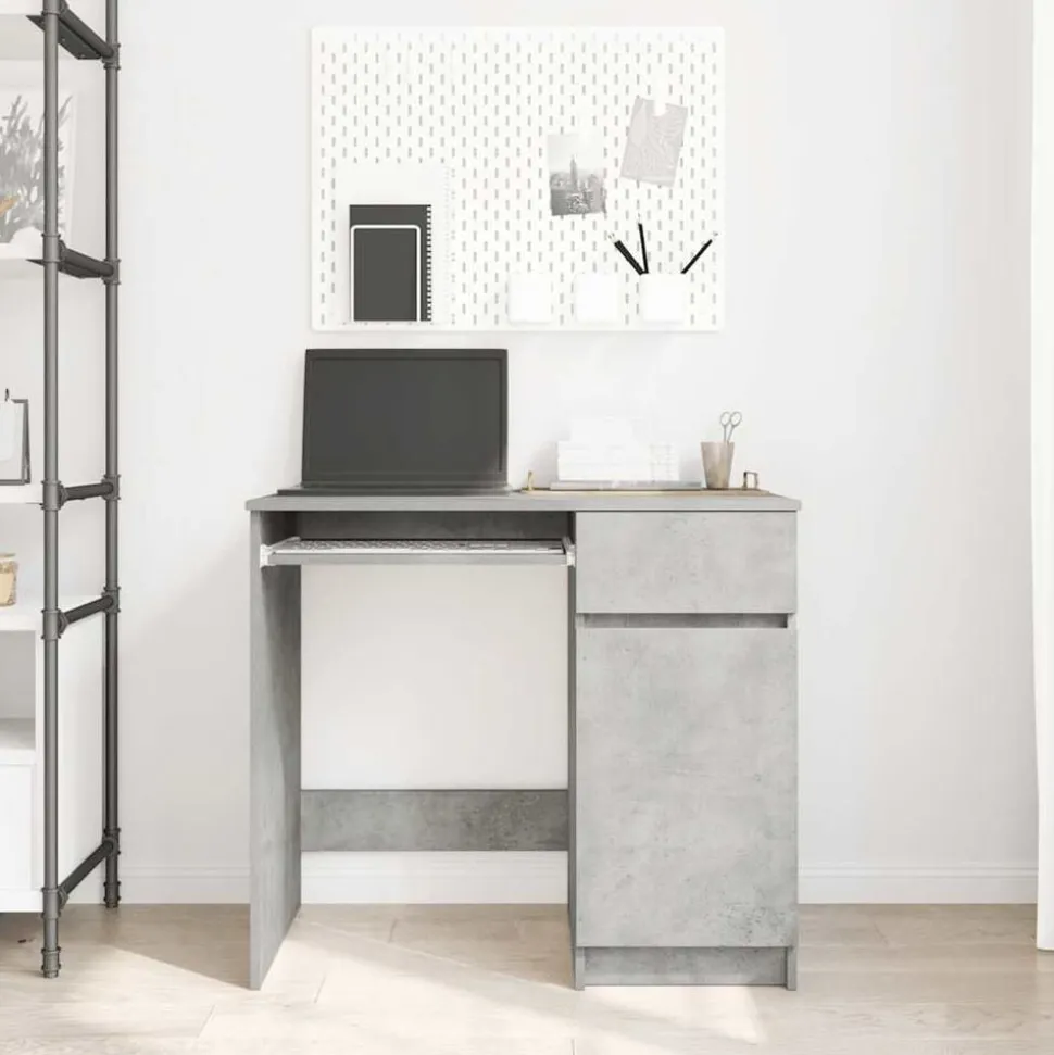 vidaXL Bureau 86x49x76 cm spaanplaat betongrijs