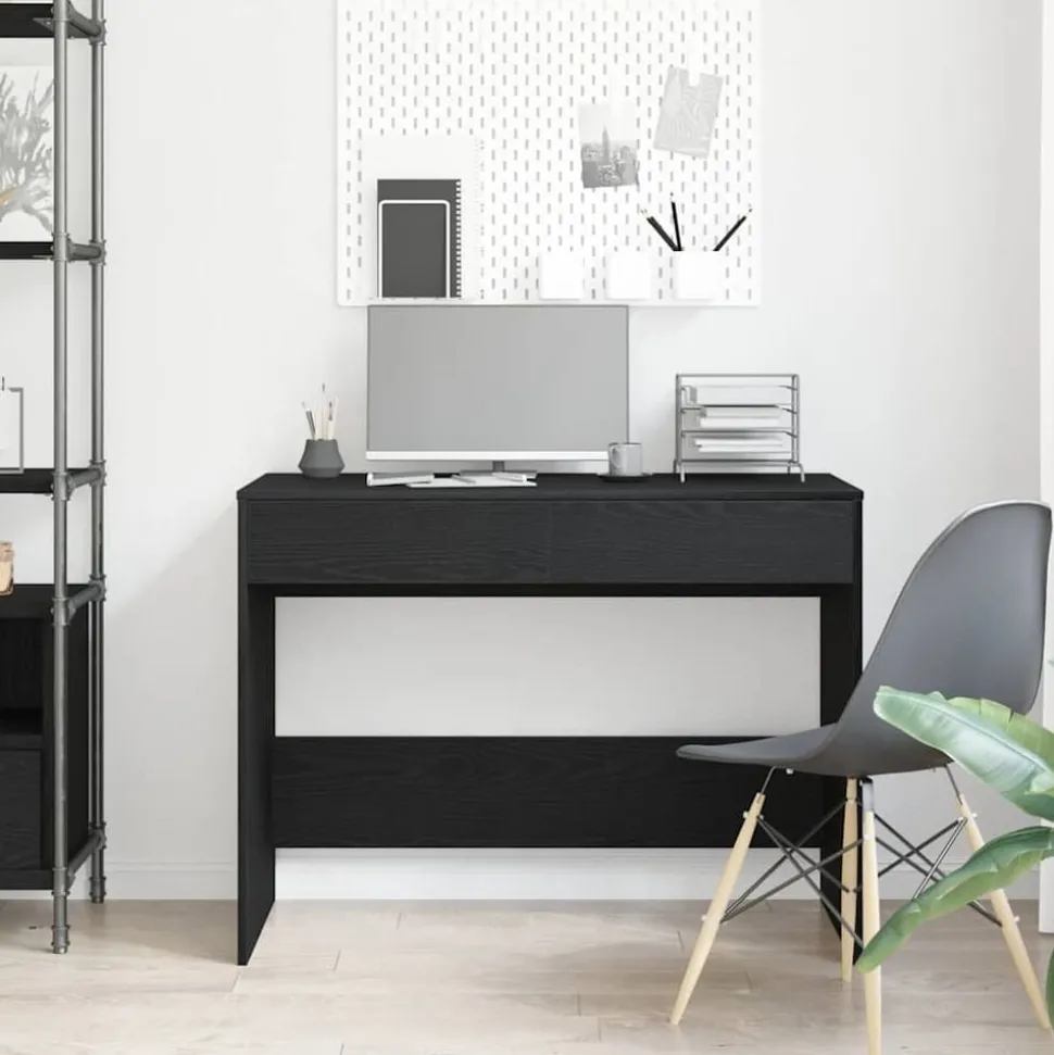 vidaXL Bureau 101x50x76,5 cm spaanplaat zwart eikenkleurig