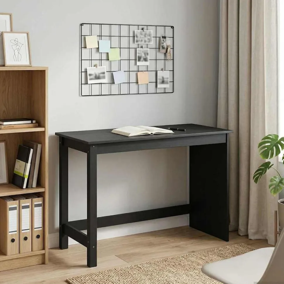 vidaXL Bureau Zwart 112 x 50 x 75 cm Massief Vurenhout