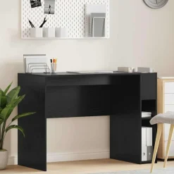 vidaXL Bureau Zwart Eiken 109 x 50 x 78 cm Bewerkt hout