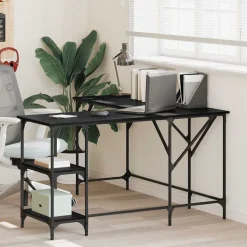 vidaXL Bureau Zwart Eiken 139 x 139 x 75 cm Bewerkt hout