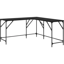 vidaXL Bureau Zwart Eiken 149 x 149 x 75 cm Bewerkt hout