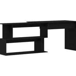 vidaXL Bureau Zwart Eiken 200 x 50 x 76 cm Bewerkt hout
