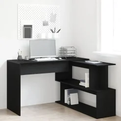 vidaXL Bureau Zwart Eiken 200 x 50 x 76 cm Bewerkt hout