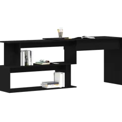 vidaXL Bureau Zwart Eiken 200 x 50 x 76 cm Bewerkt hout