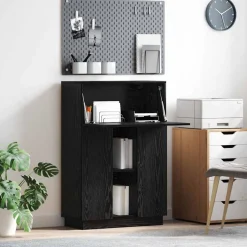 vidaXL Bureau Zwart Eiken 71,5 x 31,5 x 106,5 cm Bewerkt hout