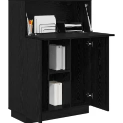 vidaXL Bureau Zwart Eiken 71,5 x 31,5 x 106,5 cm Bewerkt hout
