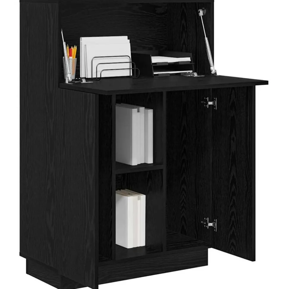vidaXL Bureau Zwart Eiken 71,5 x 31,5 x 106,5 cm Bewerkt hout