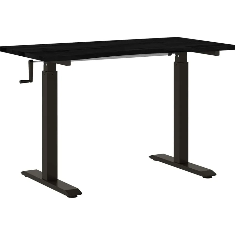 vidaXL Bureau Zwart en Donkerbruin 120 x 60 cm Massief Eikenhout
