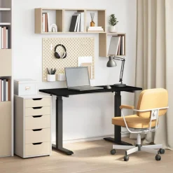 vidaXL Bureau Zwart en Donkerbruin 120 x 60 cm Massief Eikenhout