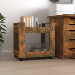 vidaXL Bureaukastje 60x45x60 cm bewerkt hout gerookt eikenkleurig