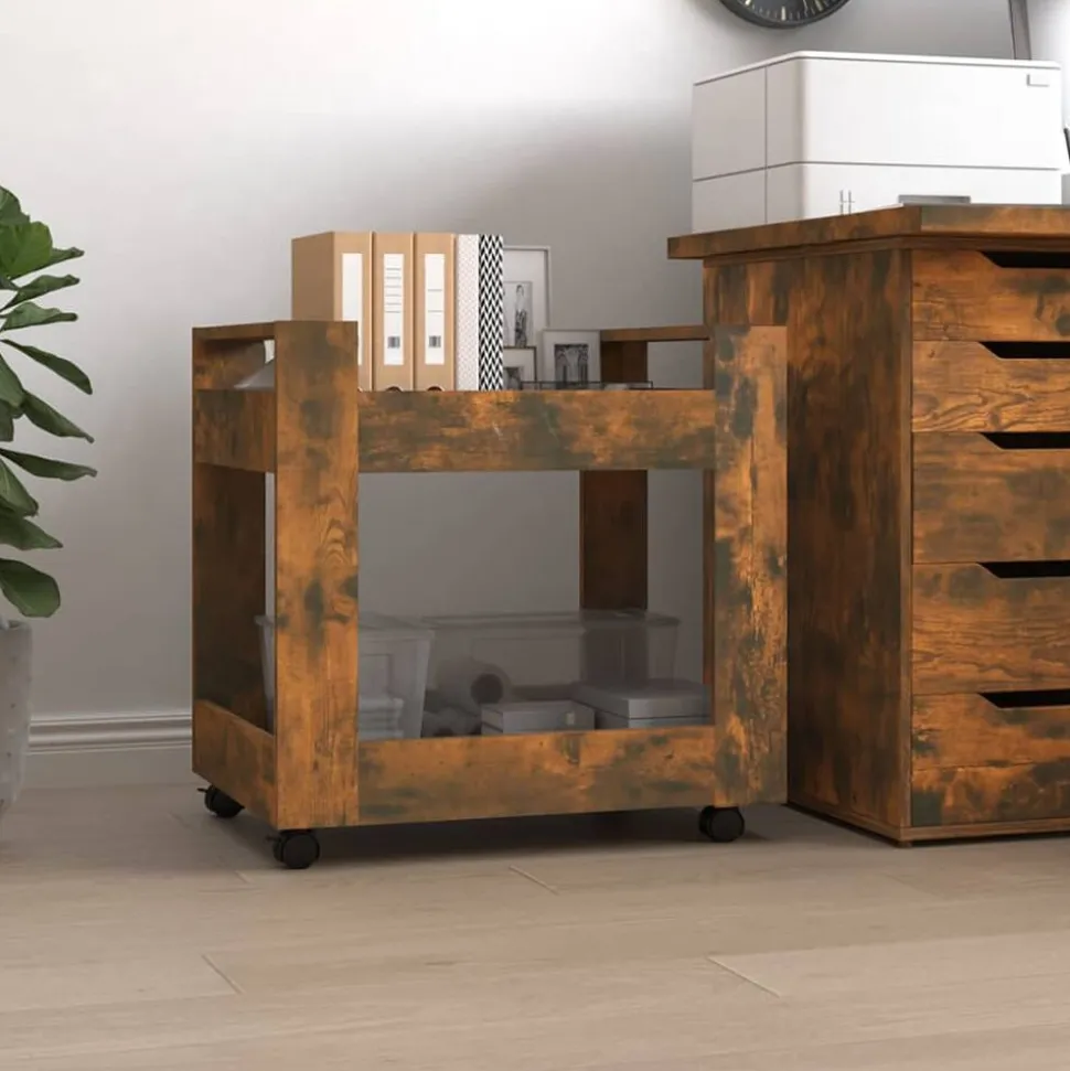 vidaXL Bureaukastje 60x45x60 cm bewerkt hout gerookt eikenkleurig