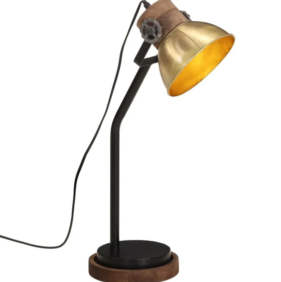 vidaXL Bureaulamp 25 W E27 18x18x60 cm antiek messingkleurig