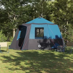 vidaXL Cabin Tent 12-Person met dak Blauw en Grijs 405 x 405 x 273 cm