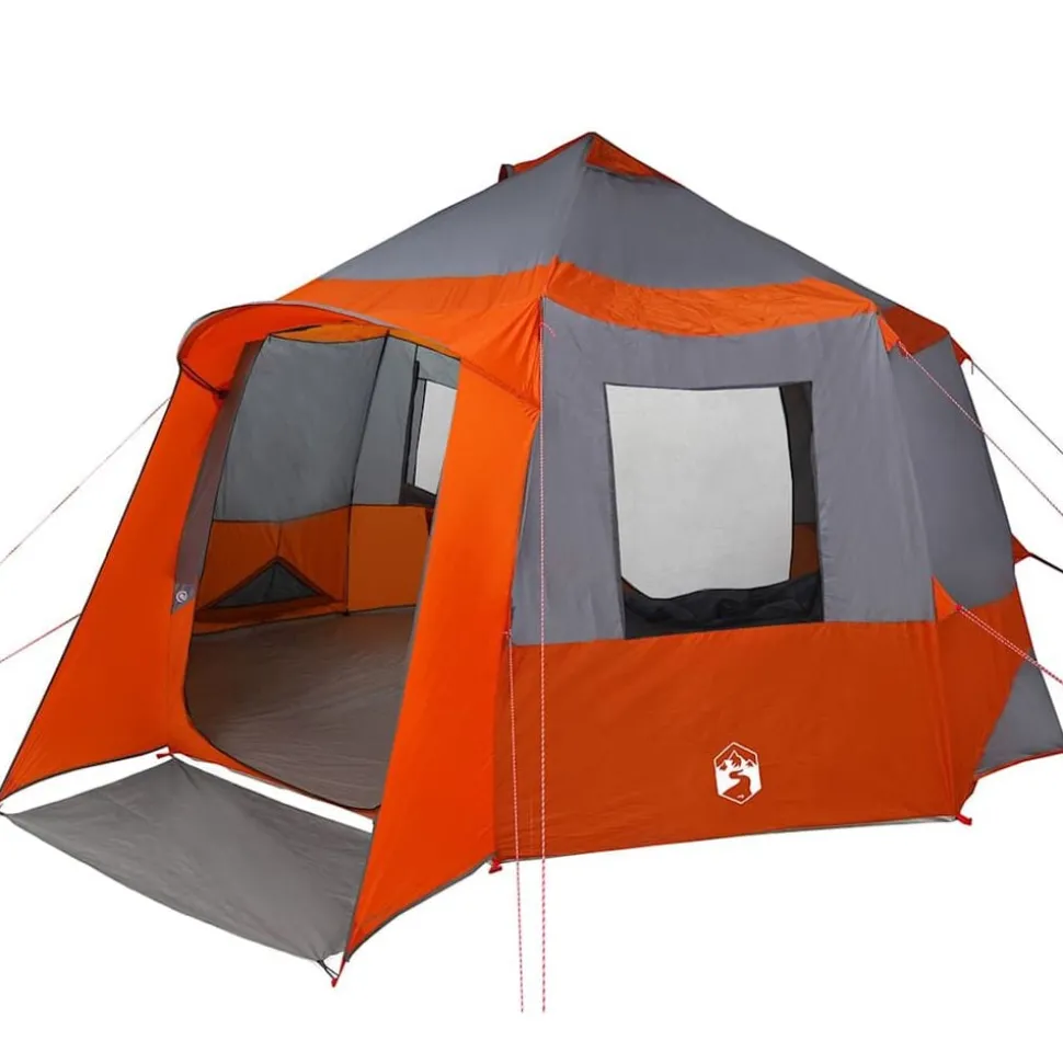 vidaXL Cabin Tent 12-Person met dak Grijs en Oranje 405 x 405 x 273 cm