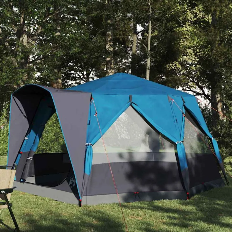 vidaXL Cabine Tent 5-Persoon met dak Blauw en Grijs 333 x 317 x 194 cm
