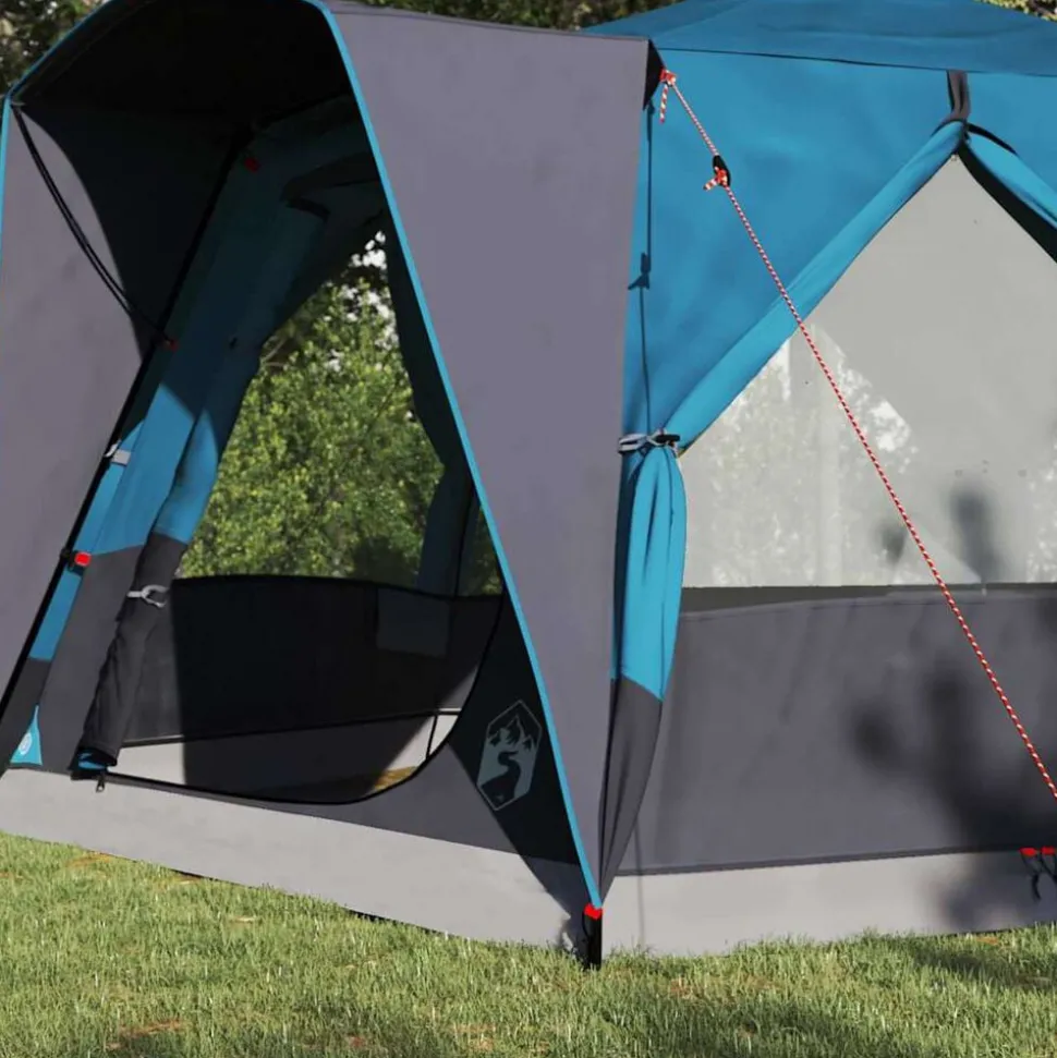 vidaXL Cabine Tent 5-Persoon met dak Blauw en Grijs 333 x 317 x 194 cm