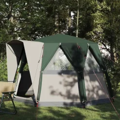 vidaXL Cabine Tent 3-Persoon met dak Groen en Wit 320 x 320 x 203 cm