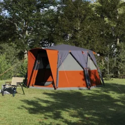 vidaXL Cabinetent 6-Personen Grijs en Oranje 425 x 396 x 222 cm