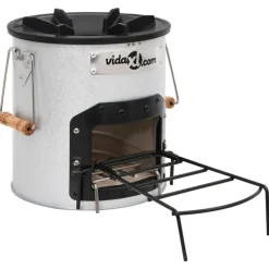 vidaXL Camping houtkachel 45x25x26 cm staal zilverkleurig