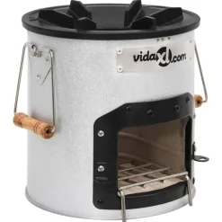 vidaXL Camping houtkachel 45x25x26 cm staal zilverkleurig