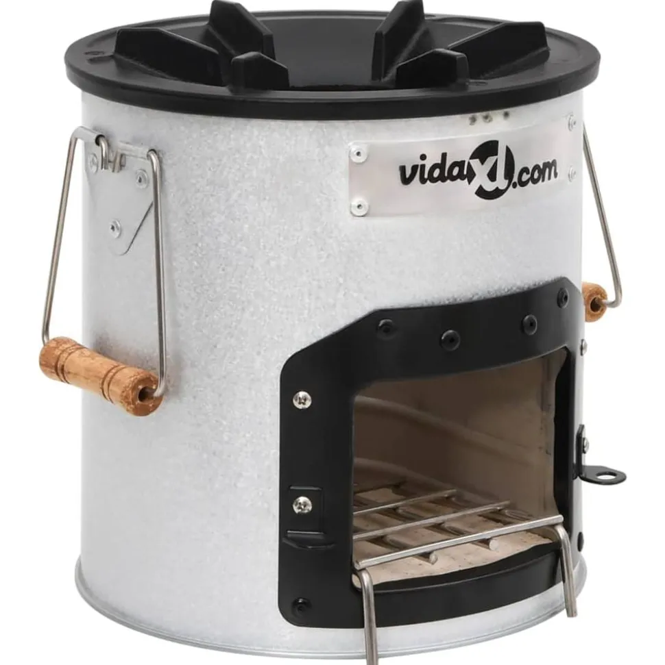 vidaXL Camping houtkachel 45x25x26 cm staal zilverkleurig
