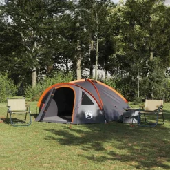 vidaXL Camping Tent Grijs en oranje 308 x 268 x 130 cm Polyester