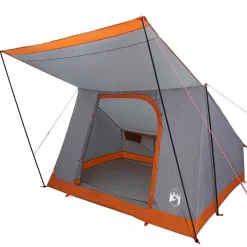 vidaXL Camping Tent met dak Grijs en Oranje 282 x 225 x 154 cm taft