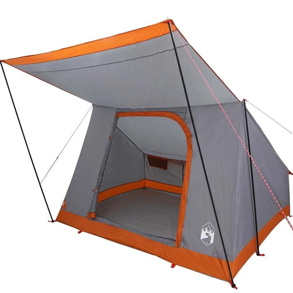vidaXL Camping Tent met dak Grijs en Oranje 282 x 225 x 154 cm taft