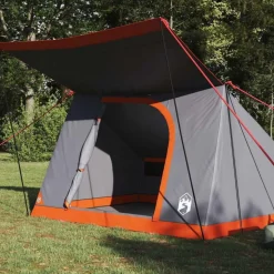 vidaXL Camping Tent met dak Grijs en Oranje 282 x 225 x 154 cm taft