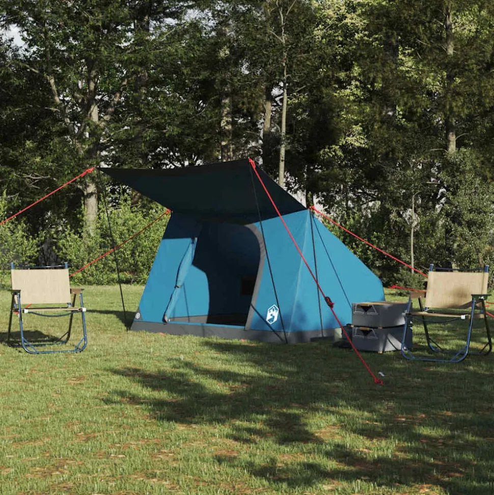vidaXL Camping Tent met dak met opslag Blauw 282 x 225 x 154 cm taft