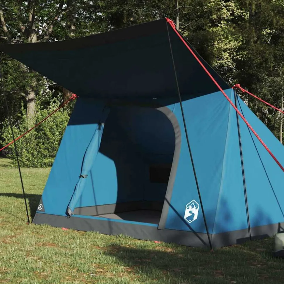 vidaXL Camping Tent met dak met opslag Blauw 282 x 225 x 154 cm taft