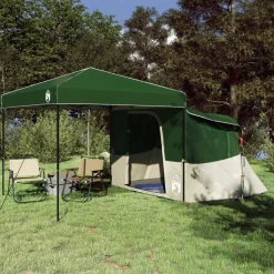 vidaXL Camping Tent Set met dak met opslag 2 pcs Groen Taffeta en Stof