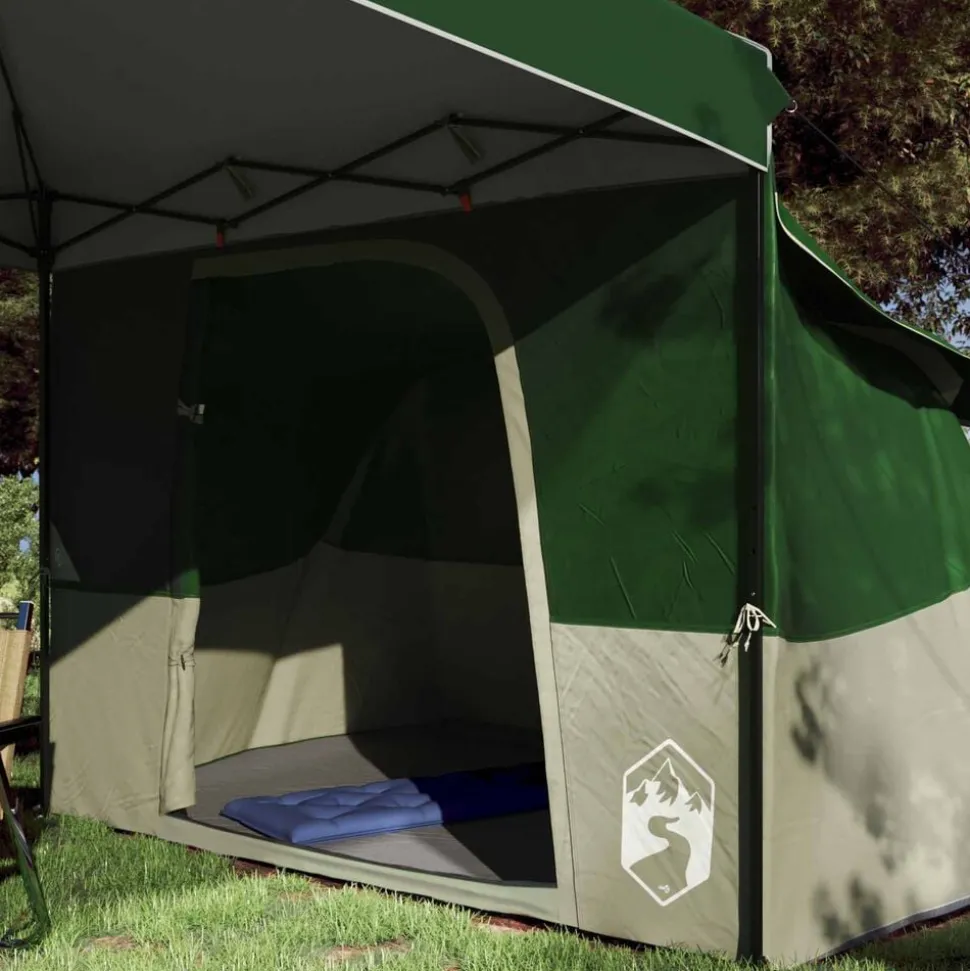 vidaXL Camping Tent Set met dak met opslag 2 pcs Groen Taffeta en Stof