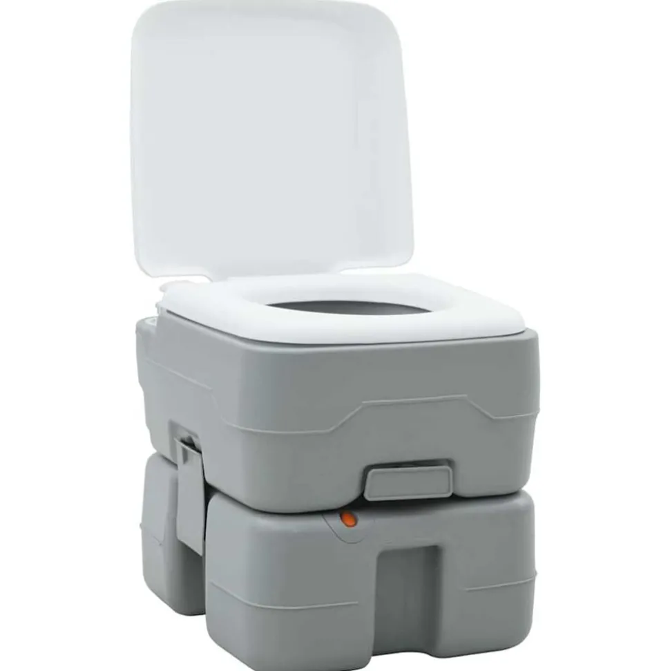 vidaXL Camping Toilet Grijs en Wit 41,5 x 36,5 x 37,5 cm Polyetheen