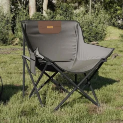 vidaXL Campingstoelen 2 st met vakje inklapbaar grijs