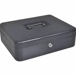 vidaXL Cash Box met slot Donkergrijs 30 x 24 x 9 cm Staal