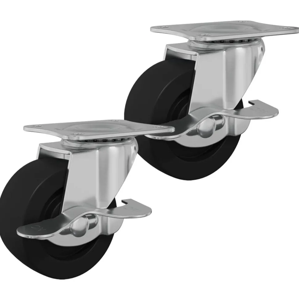 vidaXL Caster 2 pcs Zwart en zilver 50,7 x 50,7 x 24,4 mm IJs en nylon