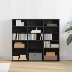 vidaXL CD-kast 100x23x89,5 cm bewerkt hout zwart eikenkleurig