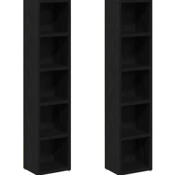 vidaXL CD-kasten 2 st 21x16x93,5 cm spaanplaat zwart eikenkleurig