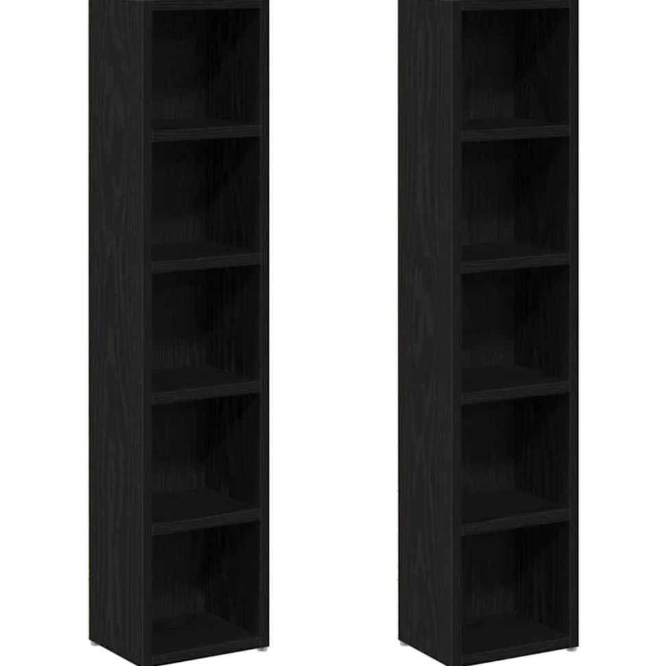 vidaXL CD-kasten 2 st 21x16x93,5 cm spaanplaat zwart eikenkleurig