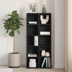 vidaXL CD-kasten 2 st 21x16x93,5 cm spaanplaat zwart eikenkleurig