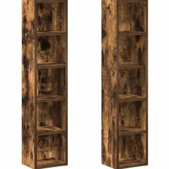 vidaXL CD-kasten 2 st 21x16x93,5 cm bewerkt hout gerookt eikenkleurig