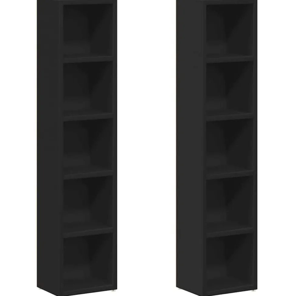 vidaXL Cd-kasten 2 st 21x16x93,5 spaanplaat zwart